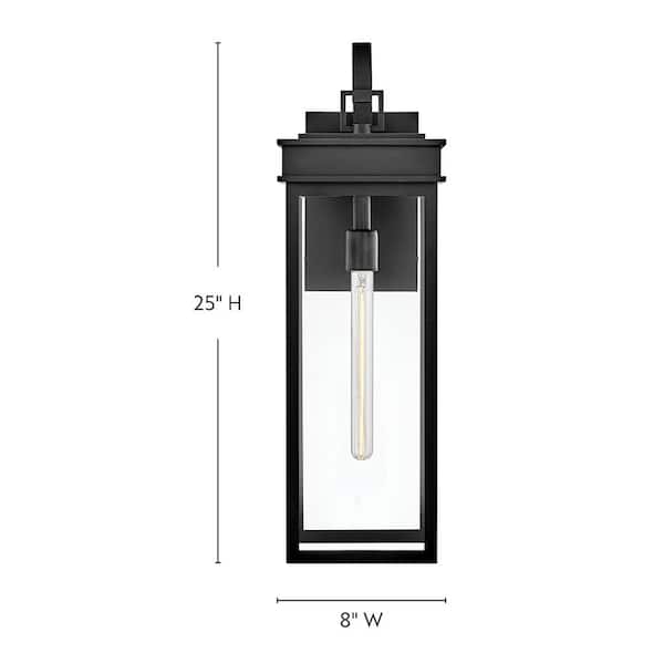 Cole 1-Light Black Outdoor Hardwired Wall Lantern Sconce