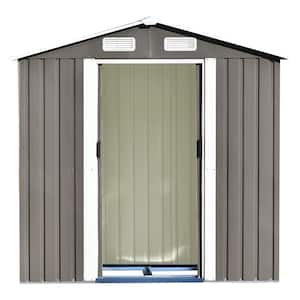 4 ft. W x 6 ft. D Gray Metal Storage Shed with Lockable Door for Backyard, Lawn and Garden (27 sq. ft.)