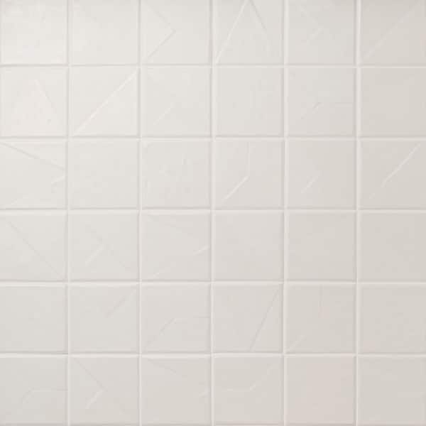 Stacy Garcia Avento Deco White 4.64 in. x 4.64 in. Textured Matte Ceramic Wall Tile (5.38 sq. ft. / Case)