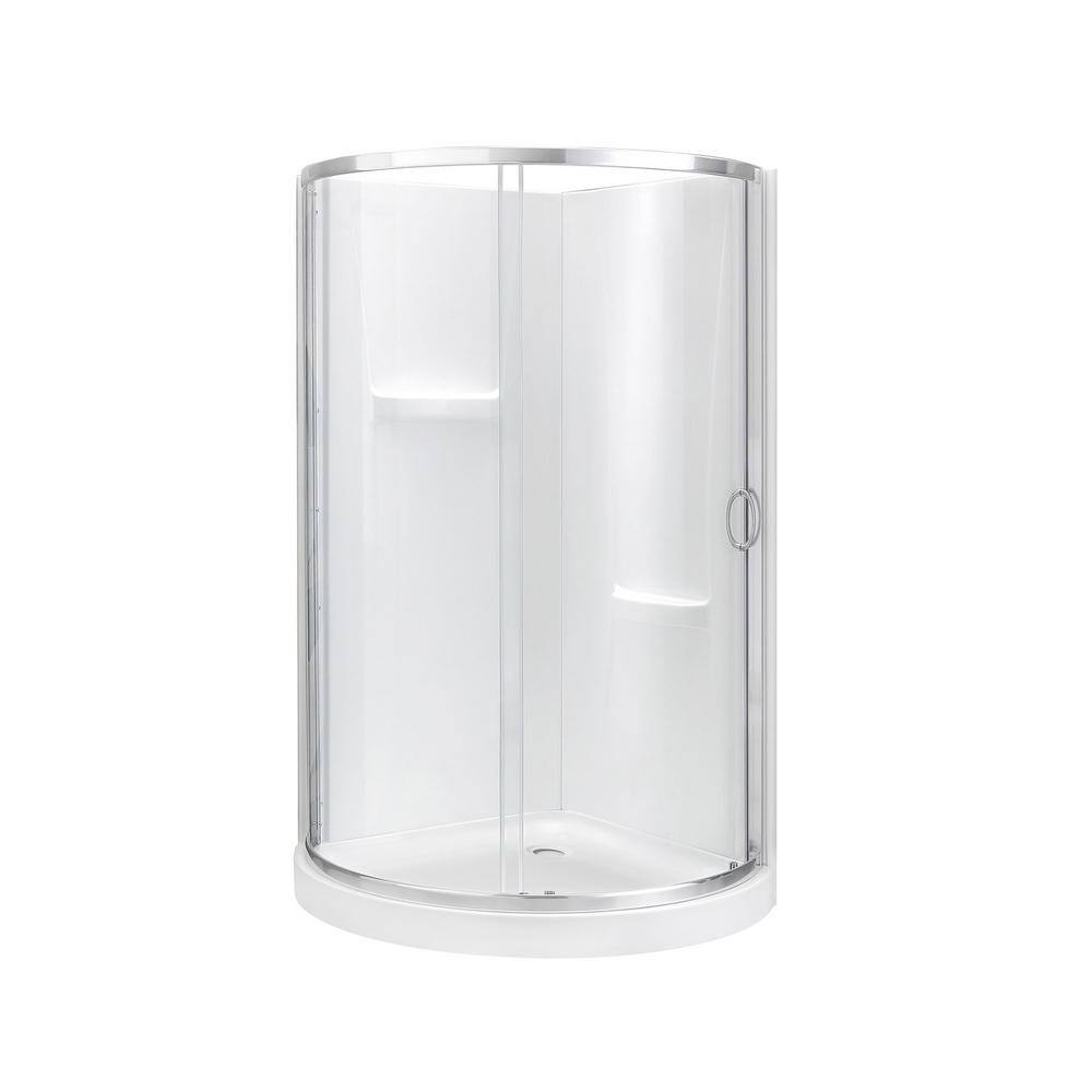 Breeze 34" Satin Nickel Curved Shower Kit with Clear Glass