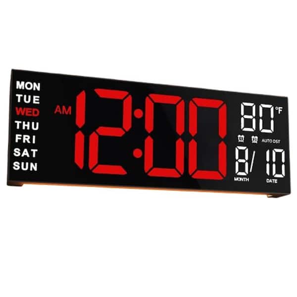 Unbranded 15.35" Large Digital Plastic Wall Clock, Red White