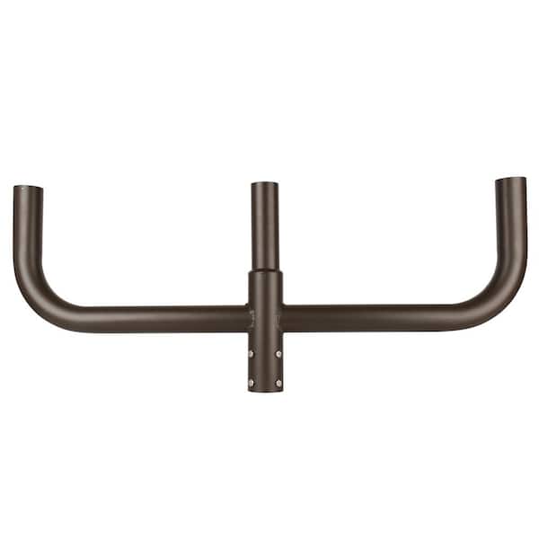 J&H LED 44 in. 180-Degree Triple Bullhorn Mounting Bracket Tenon Adapter for Round Outdoor Pole Lights