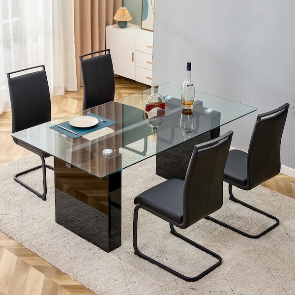 Square Dining Table Small Glass Kitchen Furniture Modern Grey