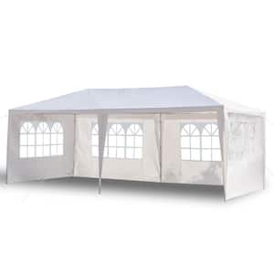 10 ft. x 20 ft. Heavy-Duty Canopy Event Tent Outdoor White Gazebo Party Wedding Tent with 4 Removable Sidewalls