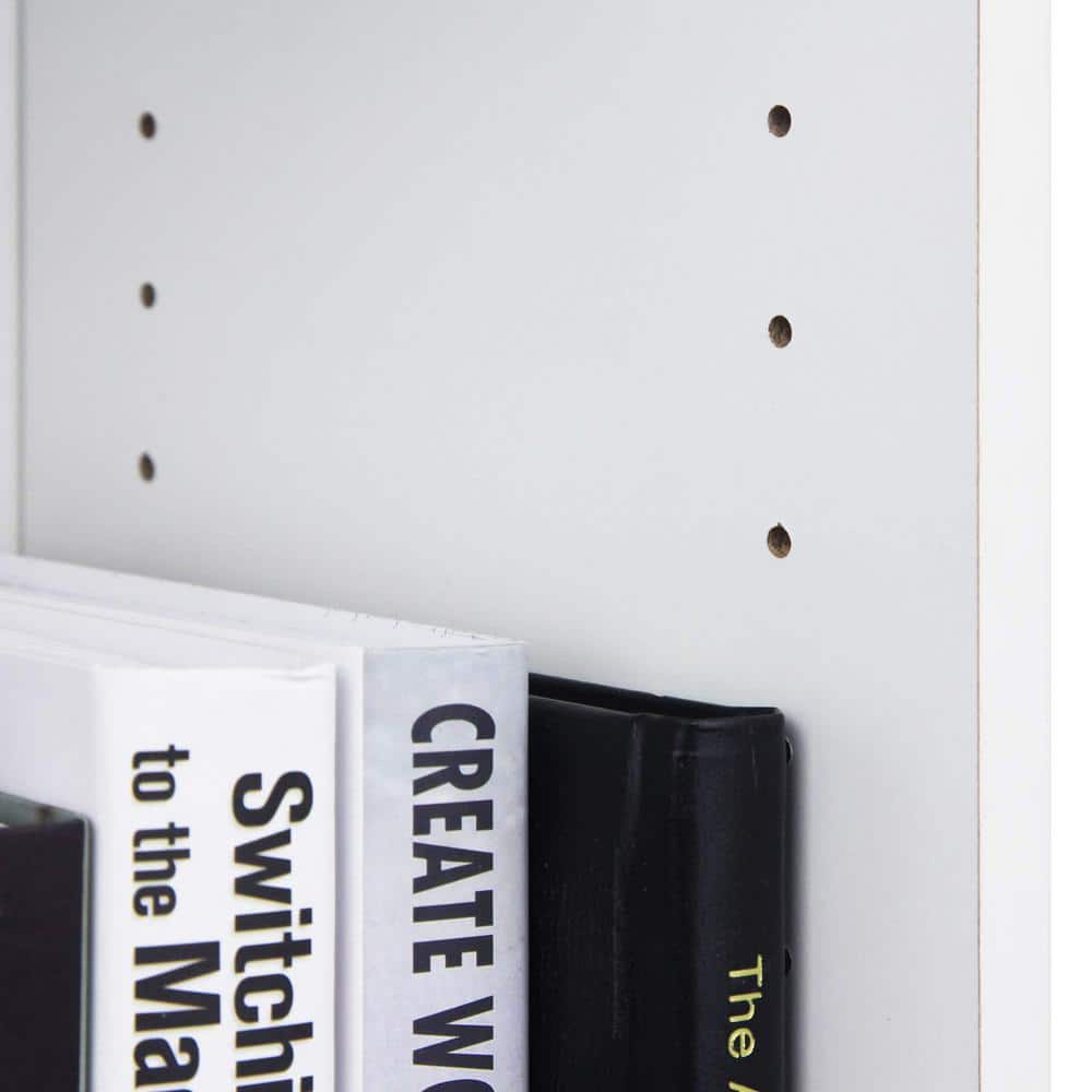 Adjustable 3-Tier White Composite Wood Bookcase