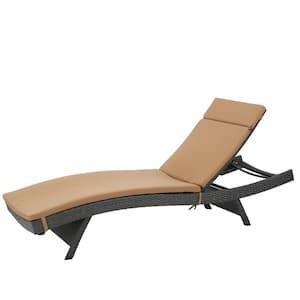 Salem Grey Faux Rattan Outdoor Chaise Lounge with Caramel Cushions