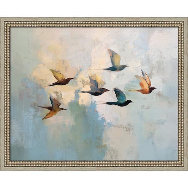 Castellan "Abstract Birds in Flight II" by The Creative Bunch Studio Birds Framed Canvas Art Print 18 in. x 22 in.