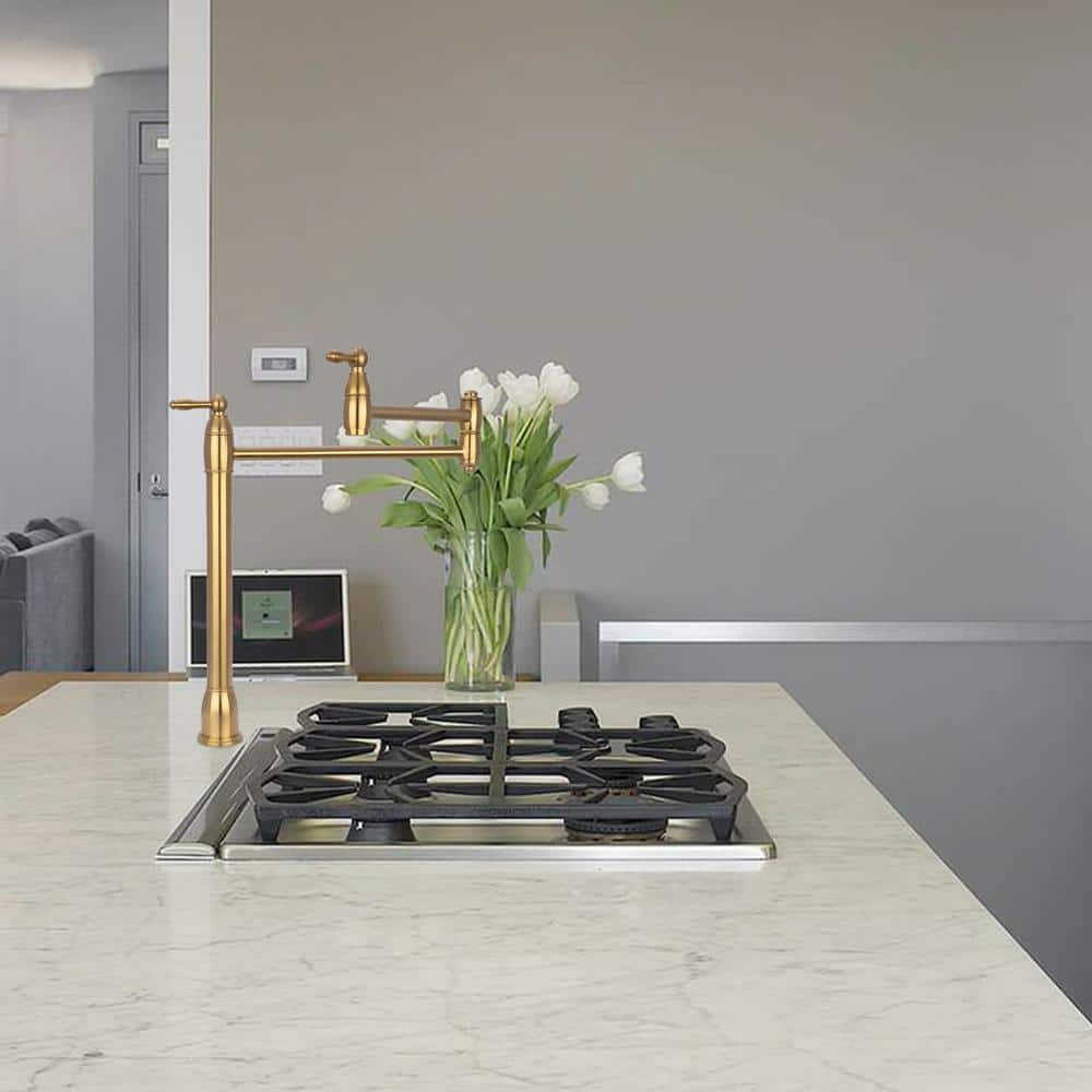 Brass Gold High Arc Gooseneck Kitchen Faucet