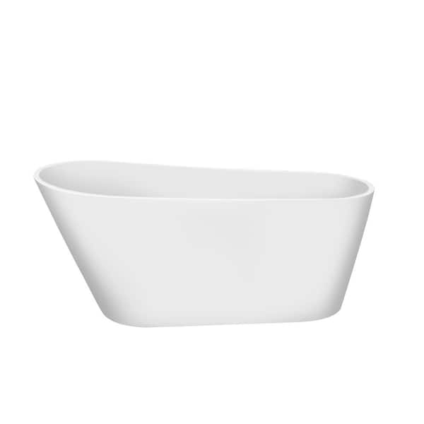 55 in. Acrylic Flatbottom Non-Whirlpool Bathtub in White