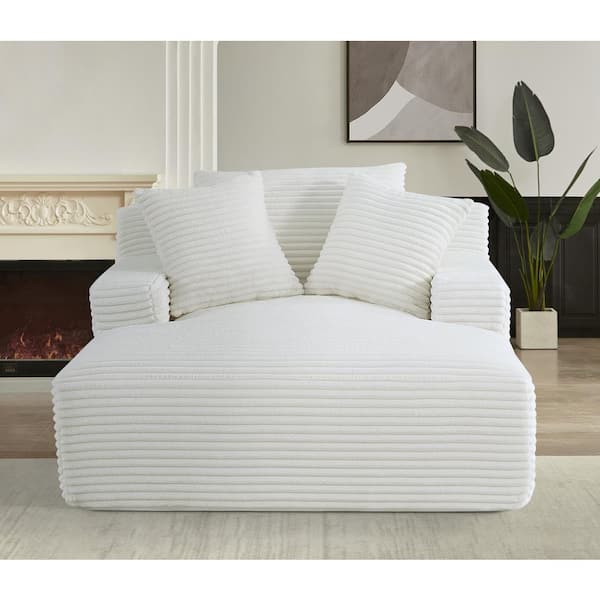US Pride Furniture Crafted 48 in. Wide Straight Arm Corduroy Modern Foam Rectangle Sofa in. Ivory