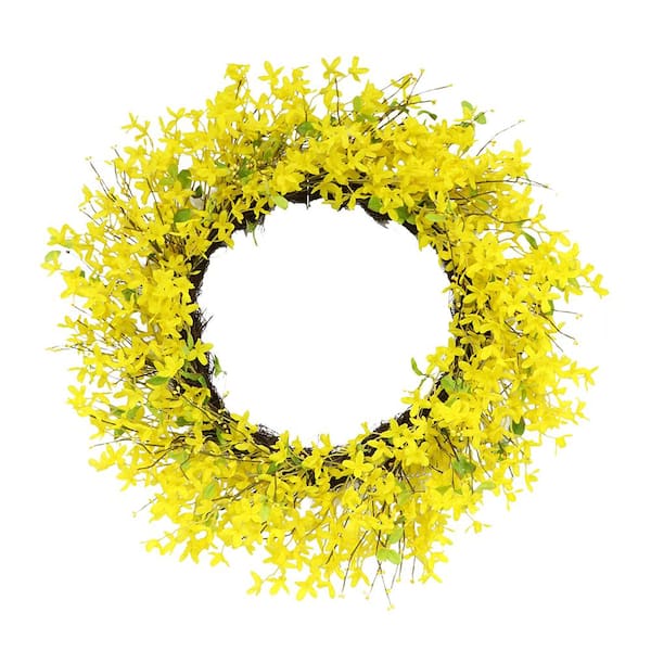 Puleo International 30 in. Artificial Yellow Jasmine Wreath