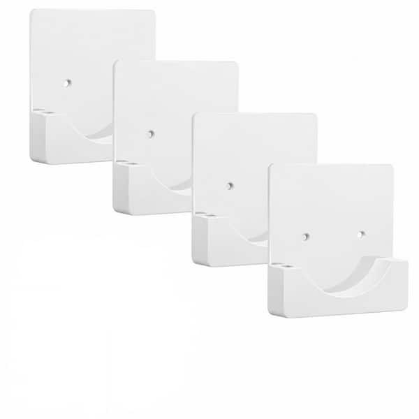 Adhesive Shower Rod Holder Tension Wall Bracket with 0.6 in. Deep Support Gloss White for Rod Flange Set