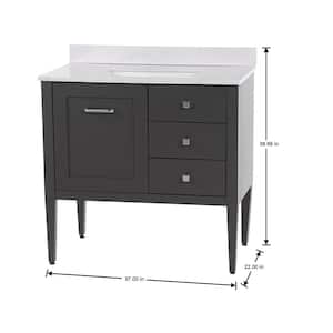 Hensley 37 in. W x 22 in. D x 39 in. H Single Sink  Bath Vanity in Shale Gray with Pulsar Cultured Marble Top