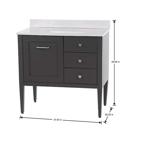 Hensley 37 in. Single Sink Shale Gray Bath Vanity with Pulsar Cultured Marble Top (Assembled)