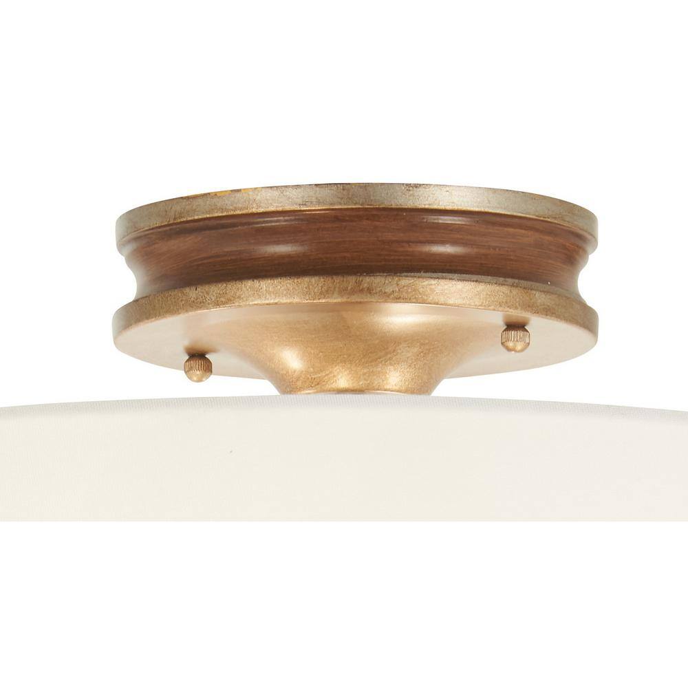 Magnolia Manor 4-Light Semi-Flush Mount in Pale Gold and Distressed Bronze