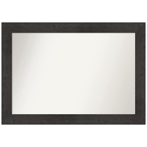 Amanti Art Rustic Plank Espresso 41.5 in. x 29.5 in. Non-Beveled Rustic Rectangle Framed Wall Mirror in Brown