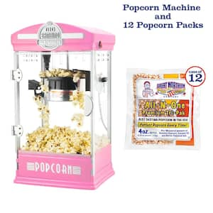 480-Watt 4 oz. Pink Popcorn Machine with All-In-One Popcorn Kernel Packets, Scoop and Bags (12-Pack)