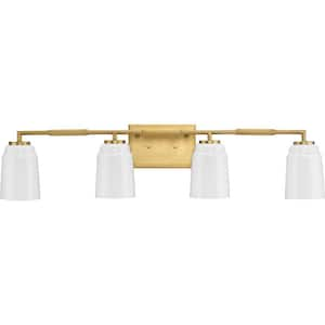 Spenser Collection 4-Light Brushed Gold Industrial Vanity Light