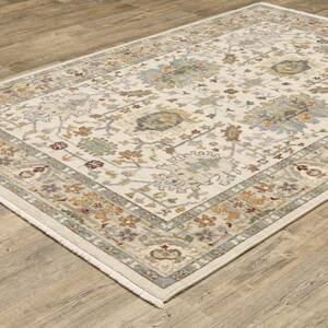 Lavista Ivory/Multi-Colored 2 ft. x 12 ft. Traditional Oriental Persian Wool/Nylon Blend Indoor Runner Area Rug