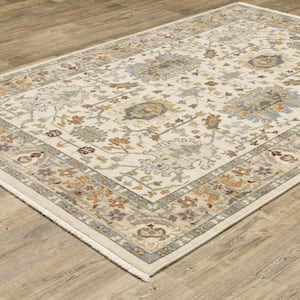 Lavista Ivory/Multi-Colored Doormat 3 ft. x 5 ft. Traditional Oriental Persian Wool/Nylon Blend Indoor Area Rug