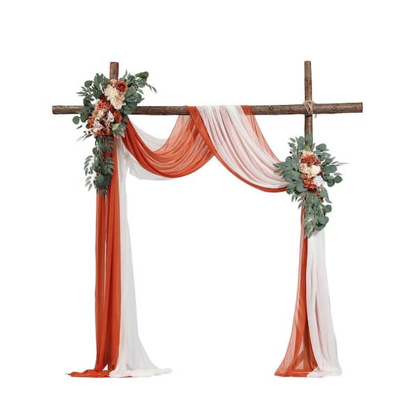 VEVOR 27.95 in. H Artificial Wedding Arch Flowers Kit, Orange Wedding Arch Flowers Floral Arrangement Fabric Square