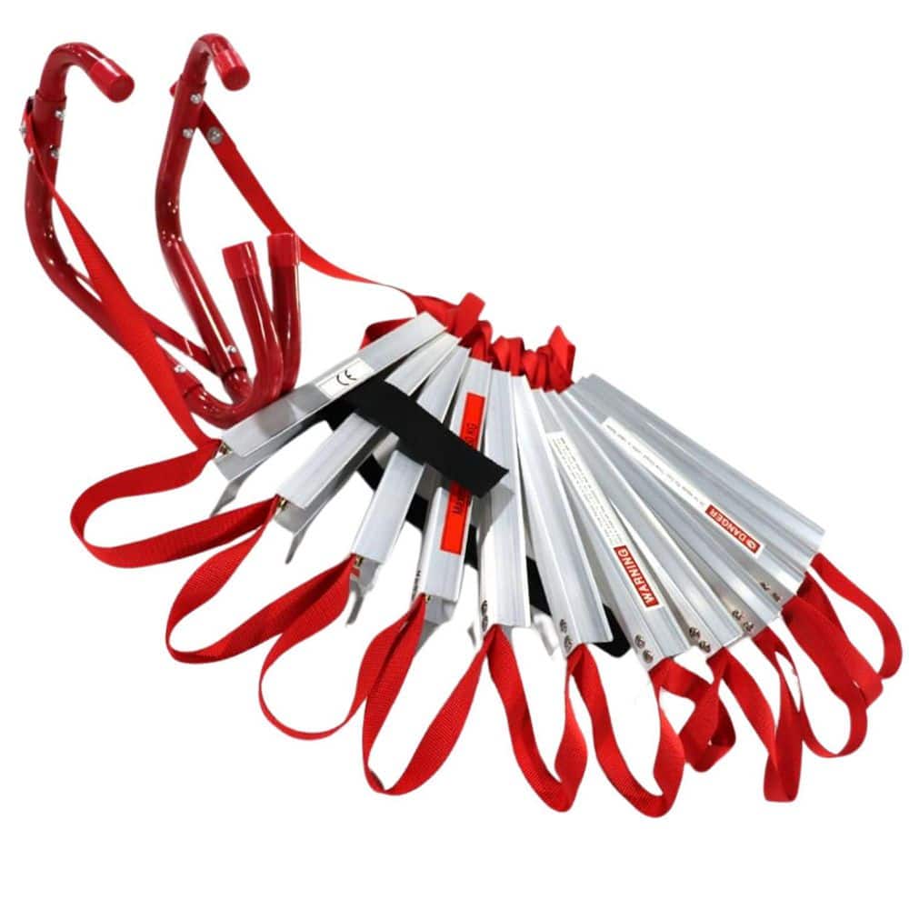 15 ft. 2-Story Emergency Fire Escape Ladder, 990 lbs. Load Capacity with Wide Steps V Center Support, Red and Silver price history on PriceWatchPro