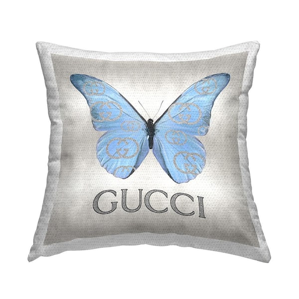 Stupell Industries Blue Fashion Butterfly Blue Square Outdoor Throw Pillow