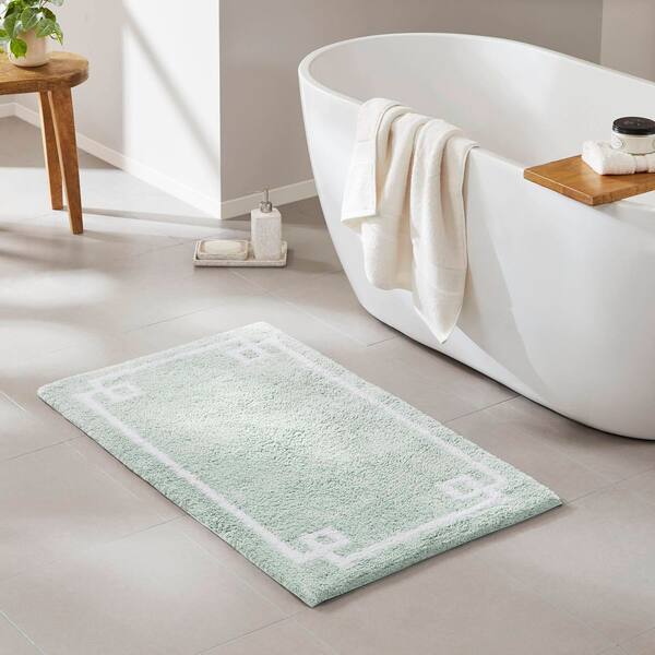 Ethan 24 in. x 40 in. Seafoam Tufted Cotton Rectangle Bath Rug