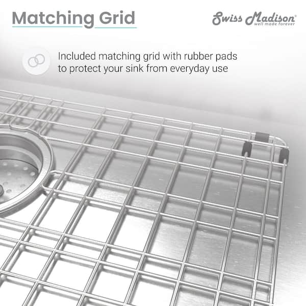 Swiss Madison 17 x 13 Gray Silicone Roll Up Kitchen Grid Sink