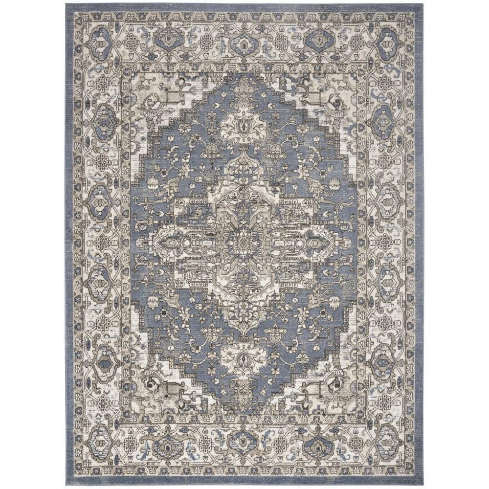 Nourison Concerto Blue 7 ft. x 10 ft. Center medallion Transitional ...