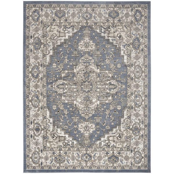 Concerto Blue 7 ft. x 10 ft. Center medallion Transitional Area Rug
