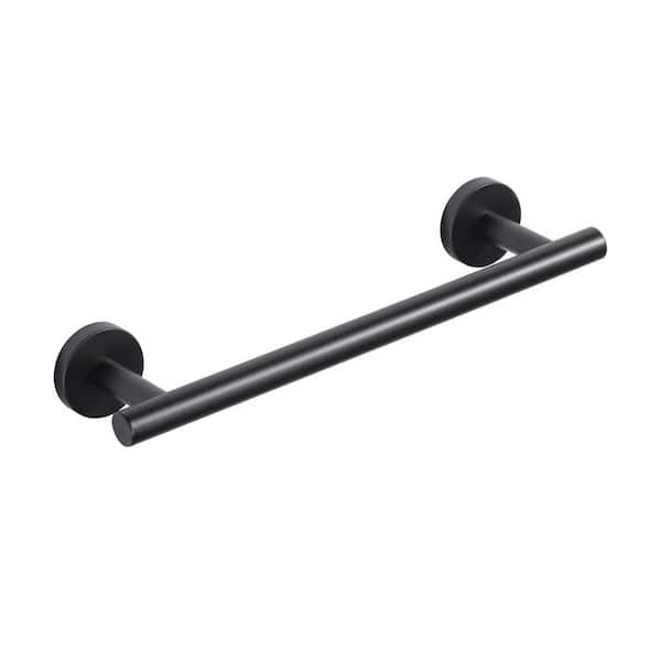 VEVETTA 12 in. Wall Mounted Single Towel Bar in Matte Black