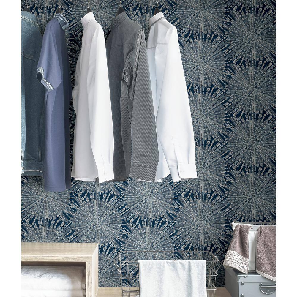 Navy Sunburst Peel & Stick Geometric Wallpaper Roll