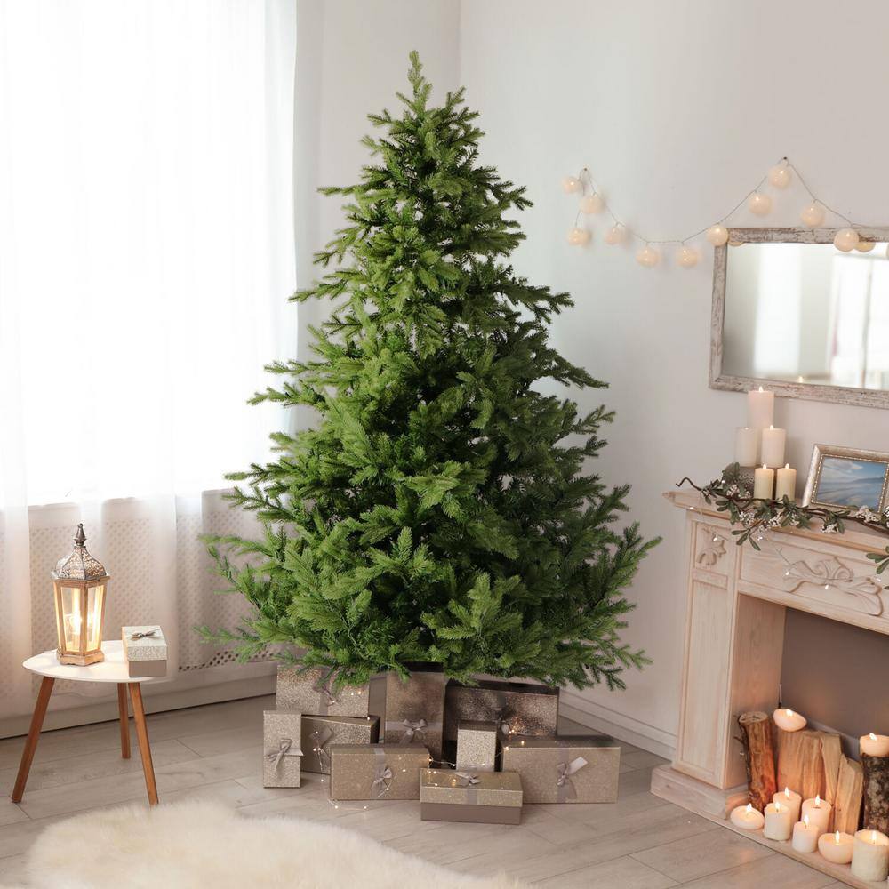 7.5-Foot Green Pine Artificial Christmas Tree with Hinged Branches