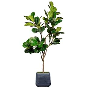 Vintage Home Artificial Faux Fig Tree 75 in. Large Fake Plant Real Touch with Eco Planter