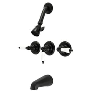 Victorian Triple Handle 1-Spray Tub and Shower Faucet 2 GPM with Corrosion Resistant in Matte Black