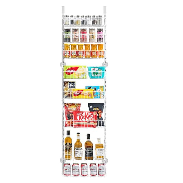 Over the Door Pantry Organizer, 8-Tier Pantry Organization and Storage, Heavy-Duty Steel Hanging Spice Rack, White