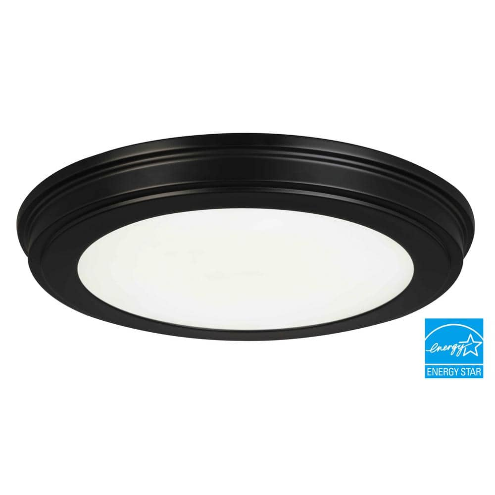 Commercial Electric 11 in. Matte Black 3-CCT LED Round Flush Mount, Low Profile Ceiling Light (2-Pack)