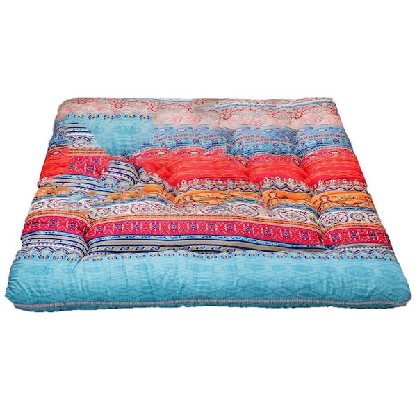 Bohemian Vintage Full Firm 2 Layers High Density Foam 3.5 in. Mattress with Microfiber Cover for Floor Lounger Couch Bed