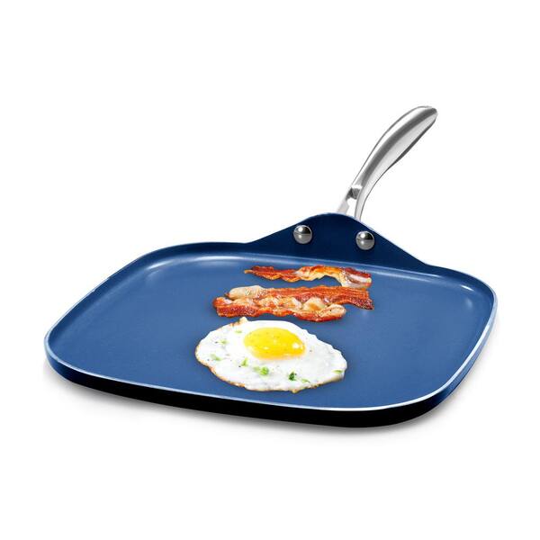Granitestone Classic Blue 10 5 In Aluminum Ultra Durable Non Stick Diamond Infused Griddle Pan 7030 The Home Depot