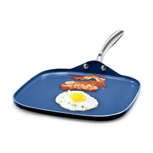 Classic Blue 10.5 in. Aluminum Ultra-Durable Non-Stick Diamond Infused Griddle Pan