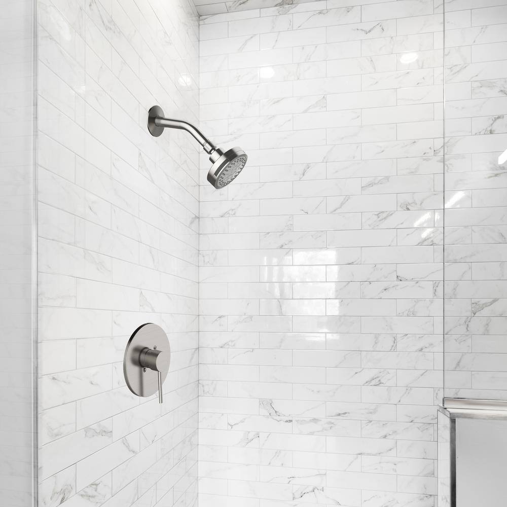 Satin Nickel Wall Mounted Single Handle Shower Faucet