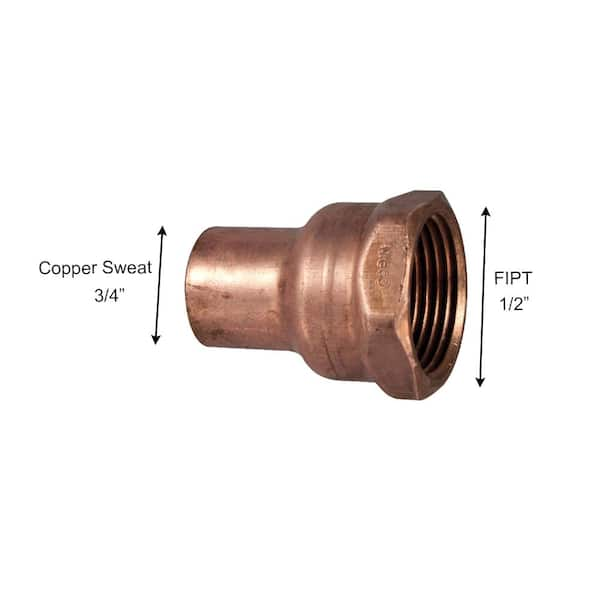 Everbilt 3 4 In X 1 2 In Copper Pressure Cup X Female Adapter Fitting C603hd3412