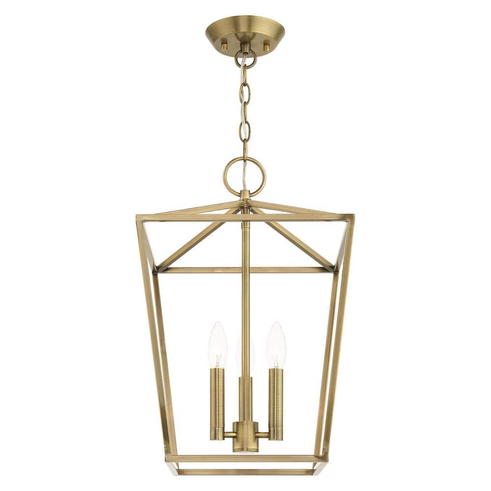 Antique Brass 3-Light Indoor/Outdoor Crystal Pendant