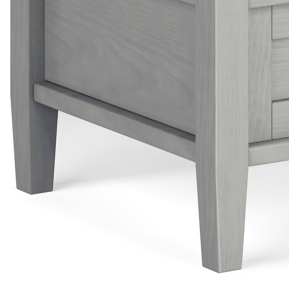 Fog Grey Solid Wood End Table with Storage Drawer