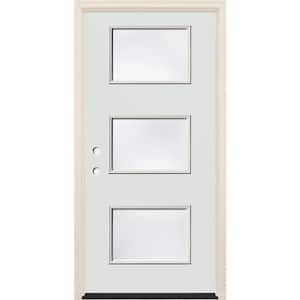 36 in. x 80 in. Right-Hand/Inswing 3-Lite Clear Glass Alpine Painted Fiberglass Prehung Front Door w/4-9/16 in. Frame