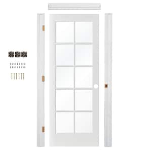 Ready-To-Assemble 28 in. x 80 in. 10-Lite Left-Hand Clear Glass Solid Core MDF Primed Single Prehung Interior Door