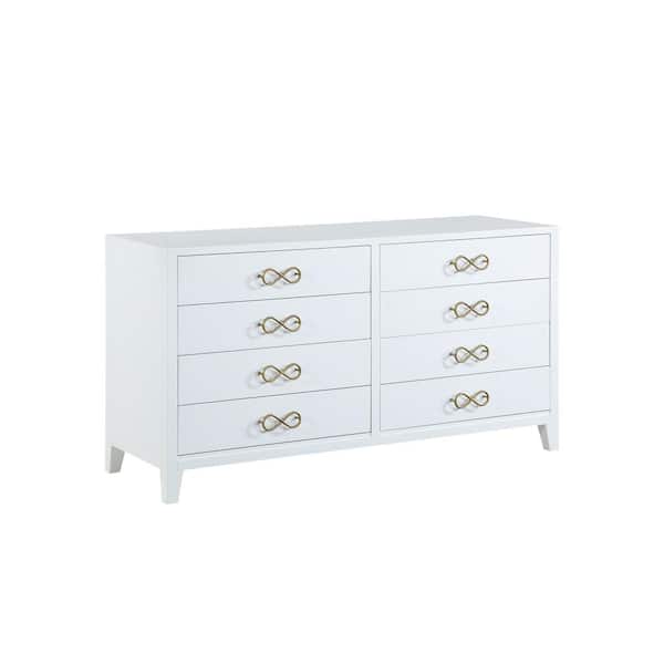 Best Master Furniture Bradbury 8 - Drawer Modern White Dresser 33 in. H x 60 in. W x 22 in. D