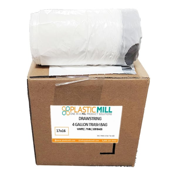 Plasticplace 4 Gal. White Trash Can Liners, 0.7 mil, 17 in. x 16