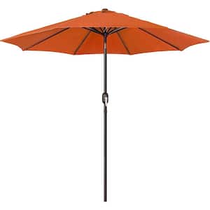 9 ft. Market Tilt Beach Umbrella Patio Umbrella Outdoor Striped with Push Button and Crank in Orange, Word